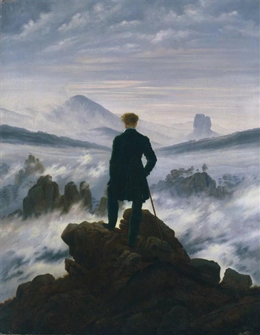世界名画--大卫.弗里德里希《雾海中的漫游者》